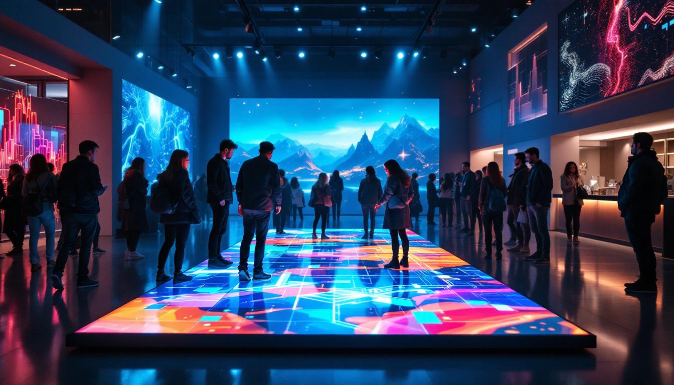 A photograph of a vibrant floor led display in action
