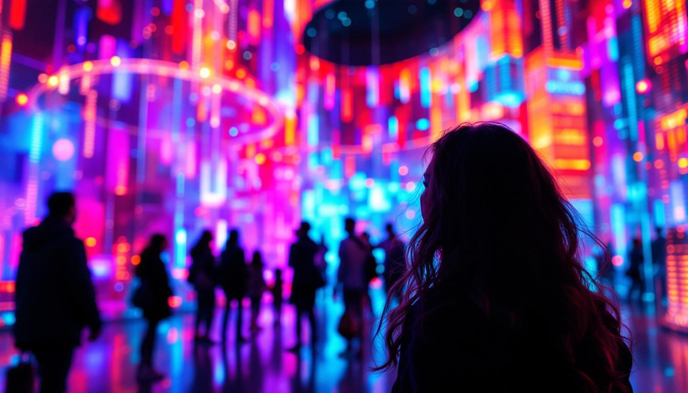 A photograph of a vibrant 3d led display in action