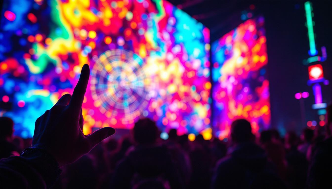 A photograph of a vibrant led display in action