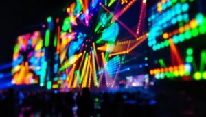 A photograph of a vibrant cob led display in action