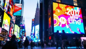 A photograph of a vibrant led billboard in an urban setting