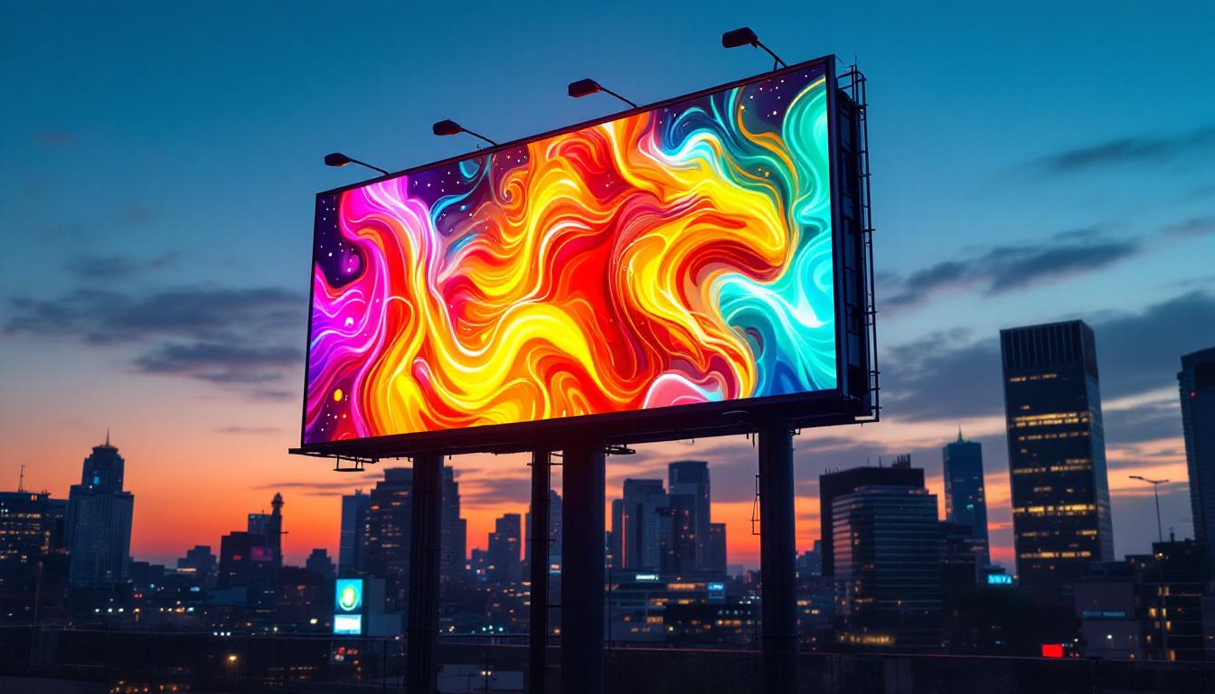 A photograph of a vibrant led billboard in an urban setting