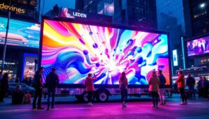 A photograph of capture a photograph of a vibrant led display on a trailer billboard