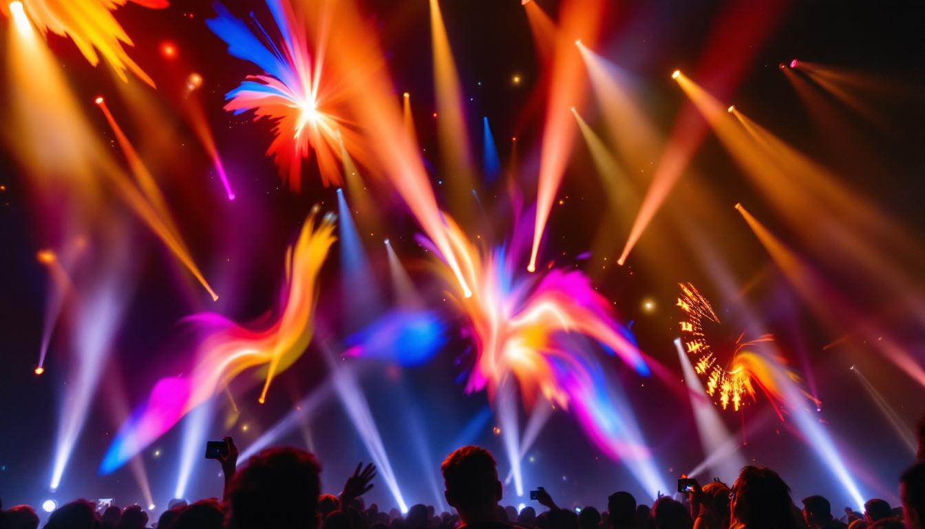 A photograph of a vibrant and dynamic jumbotron led display in action