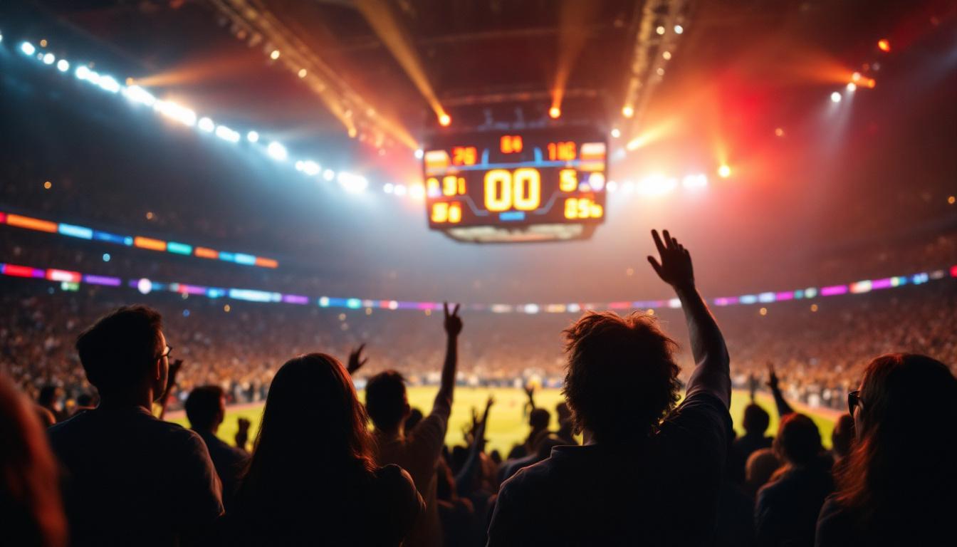 A photograph of a vibrant led scoreboard in action during a live sporting event