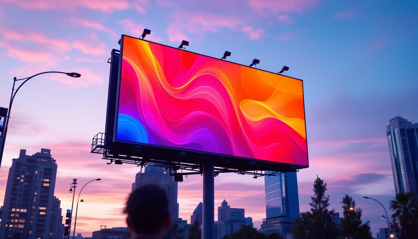 A photograph of a vibrant led billboard in an urban setting