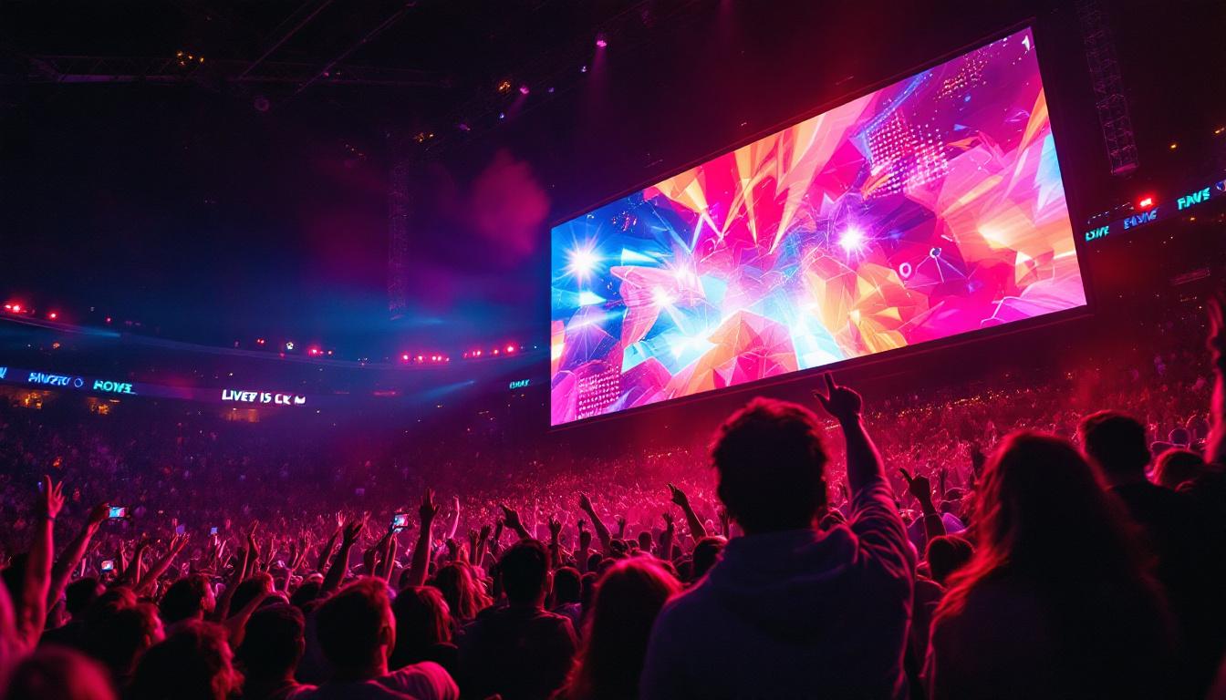 A photograph of a vibrant sports jumbotron in action during a live event