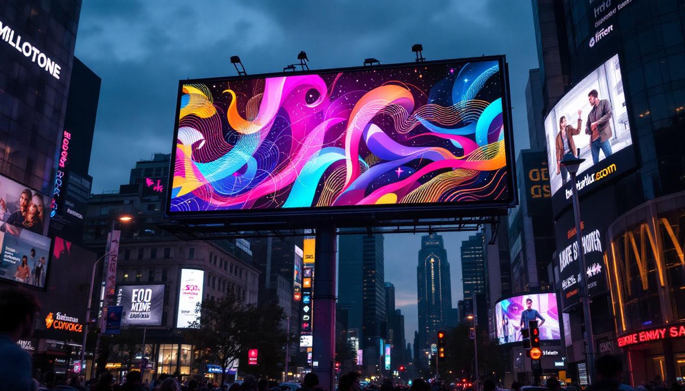 A photograph of a vibrant led billboard in an urban setting