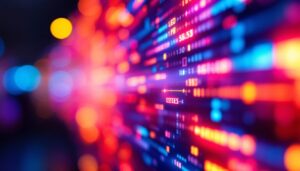 A photograph of a vibrant led display in action