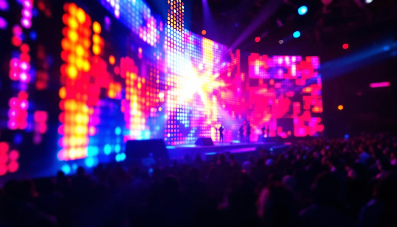 A photograph of a vibrant led display in action