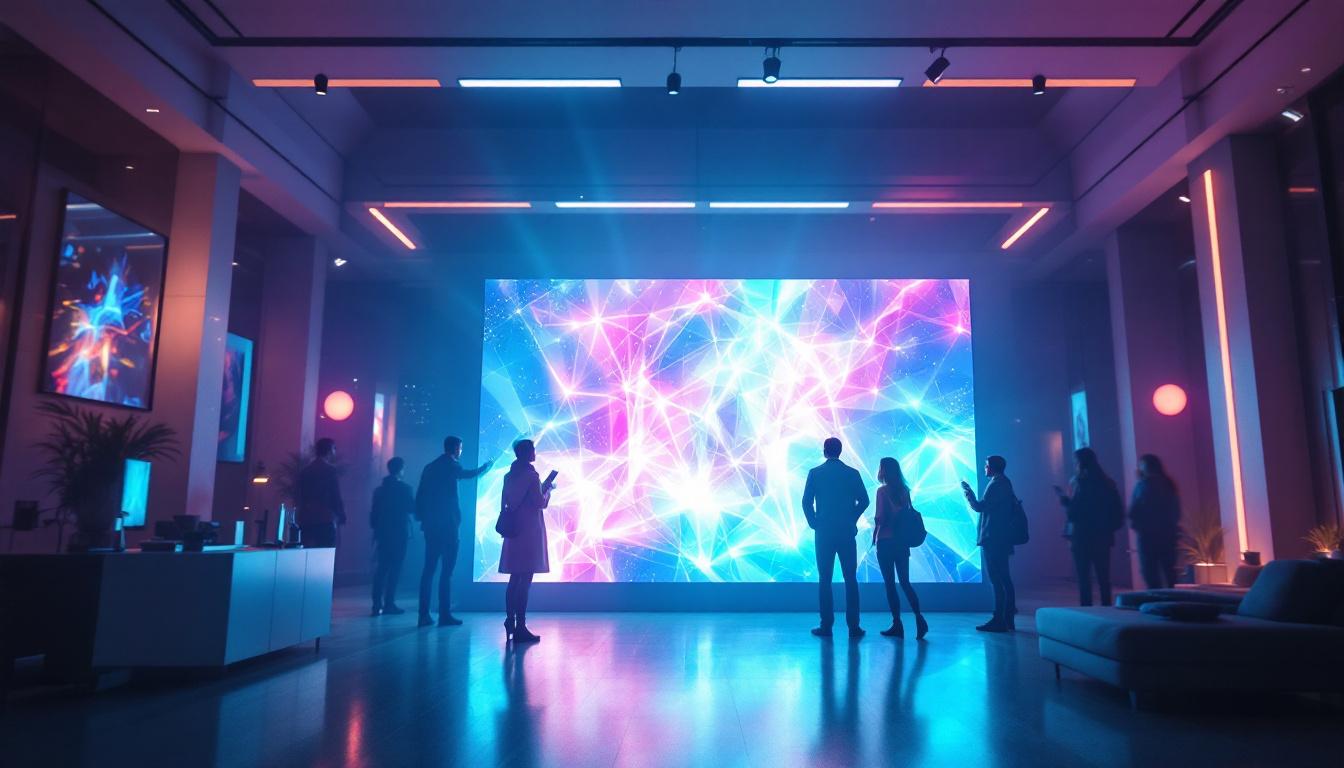 A photograph of a vibrant cob led display in a dynamic setting