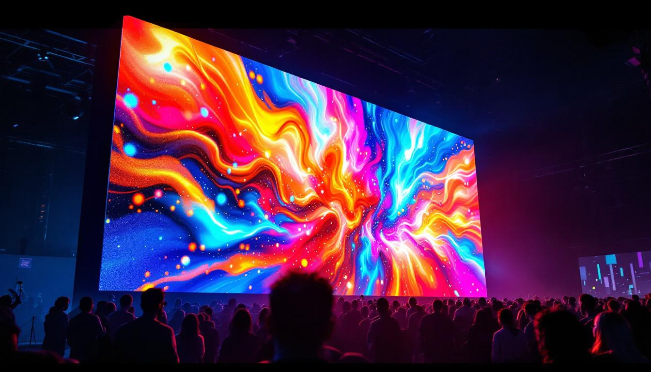 A photograph of a vibrant led display in action