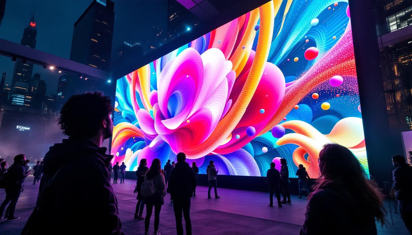 A photograph of capture a photograph of the largest led monitor in the world