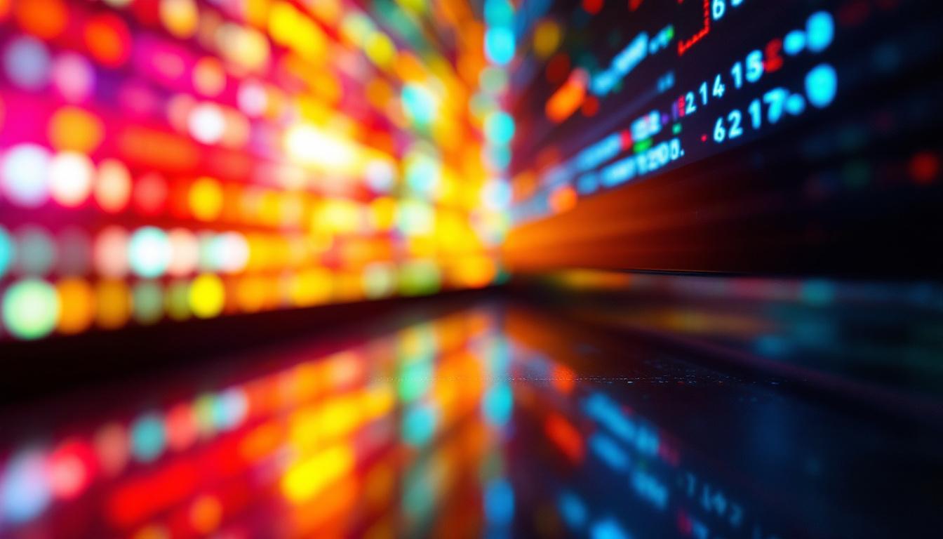 A photograph of a vibrant led display showcasing a variety of colors and brightness levels