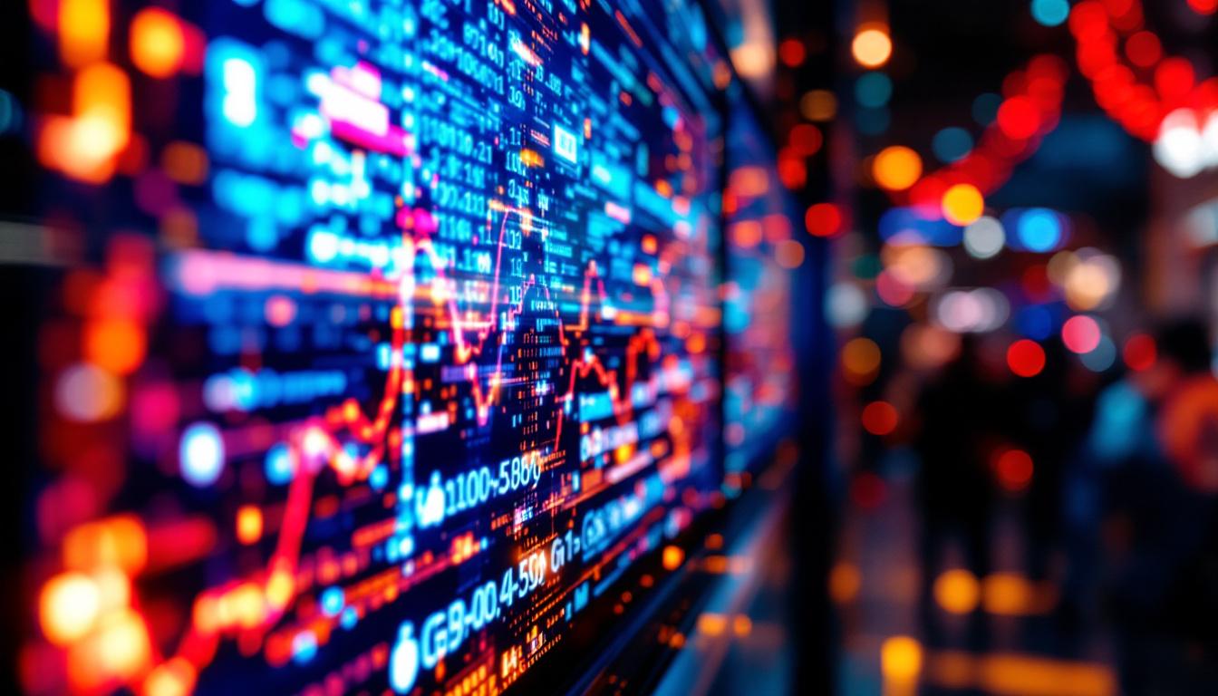 A photograph of a close-up shot of a vibrant led display showcasing a dynamic image or video