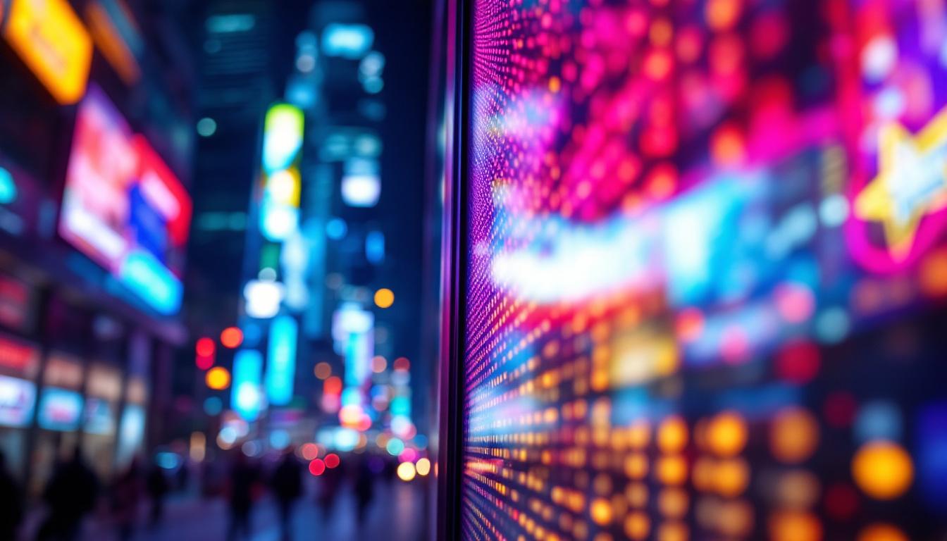 A photograph of a vibrant led display in action