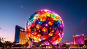 A photograph of capture a photograph of the sphere in las vegas