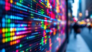 A photograph of a vibrant led programmable display in action