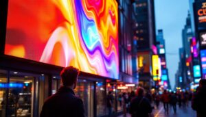 A photograph of capture a photograph of a vibrant outdoor led display in use