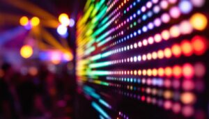 A photograph of a vibrant led display in action