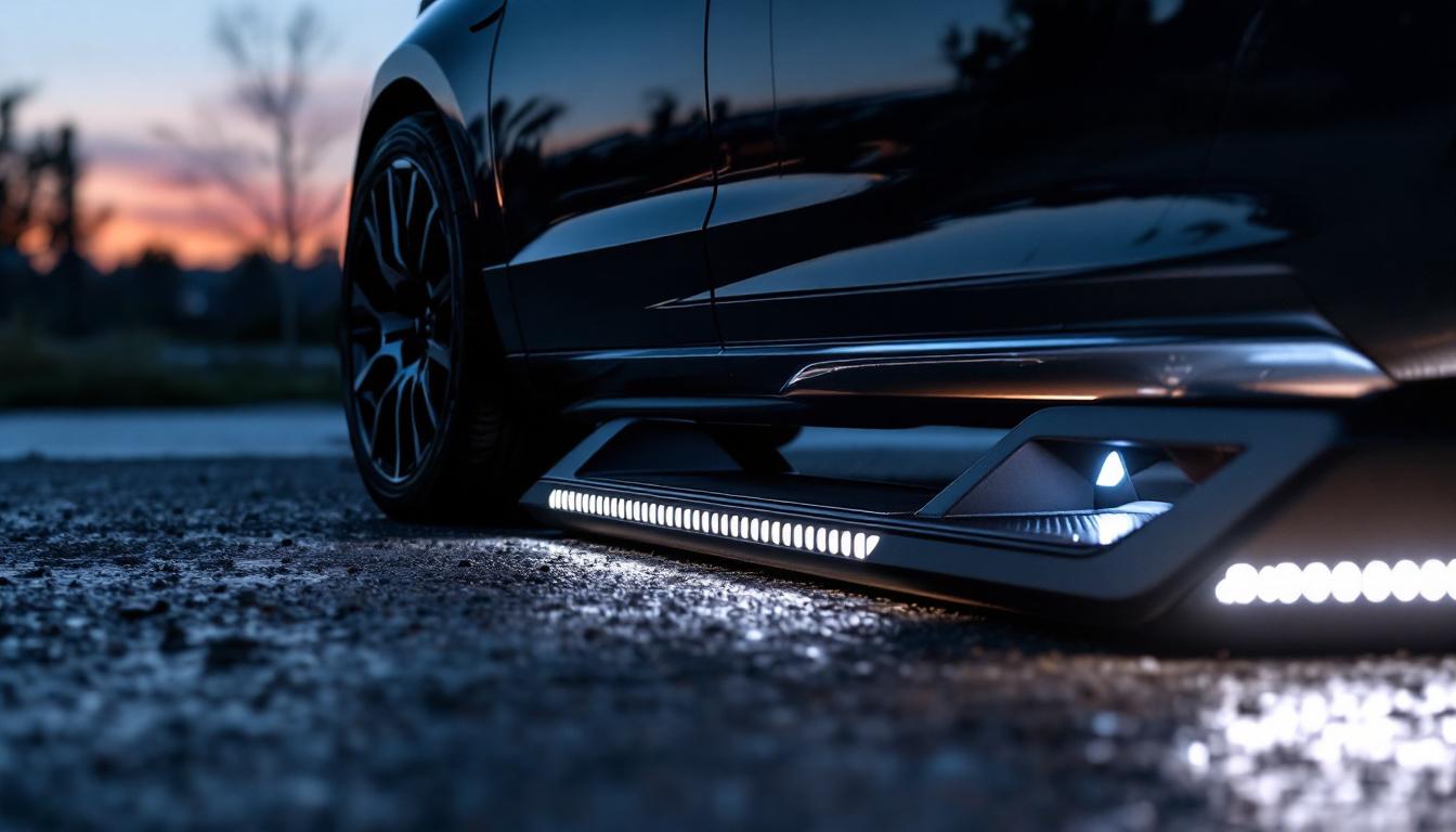 A photograph of a sleek