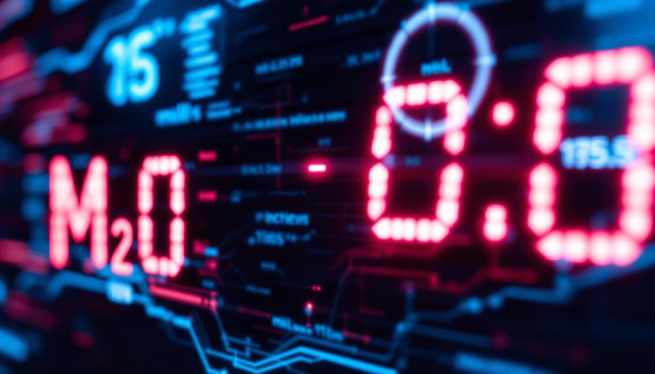 A photograph of a close-up of a digital led display showcasing measurements in both millimeters and inches