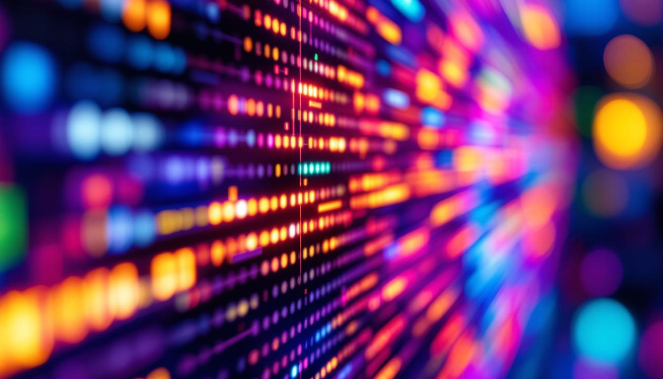 A photograph of a close-up of an led display screen showcasing vibrant colors and dynamic visuals