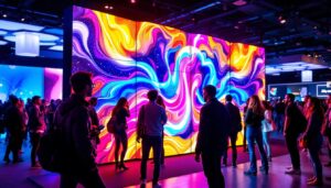 A photograph of a vibrant folding led display in action at an event