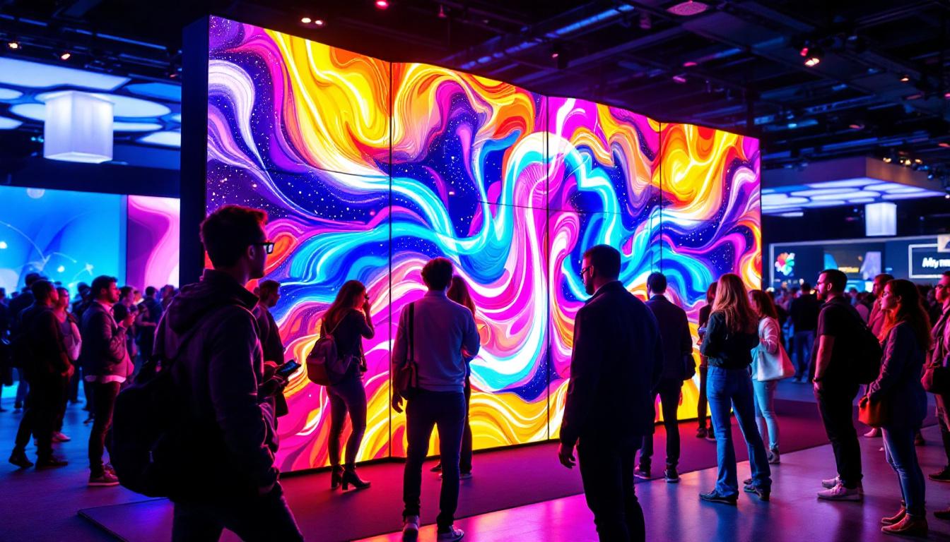 A photograph of a vibrant folding led display in action at an event