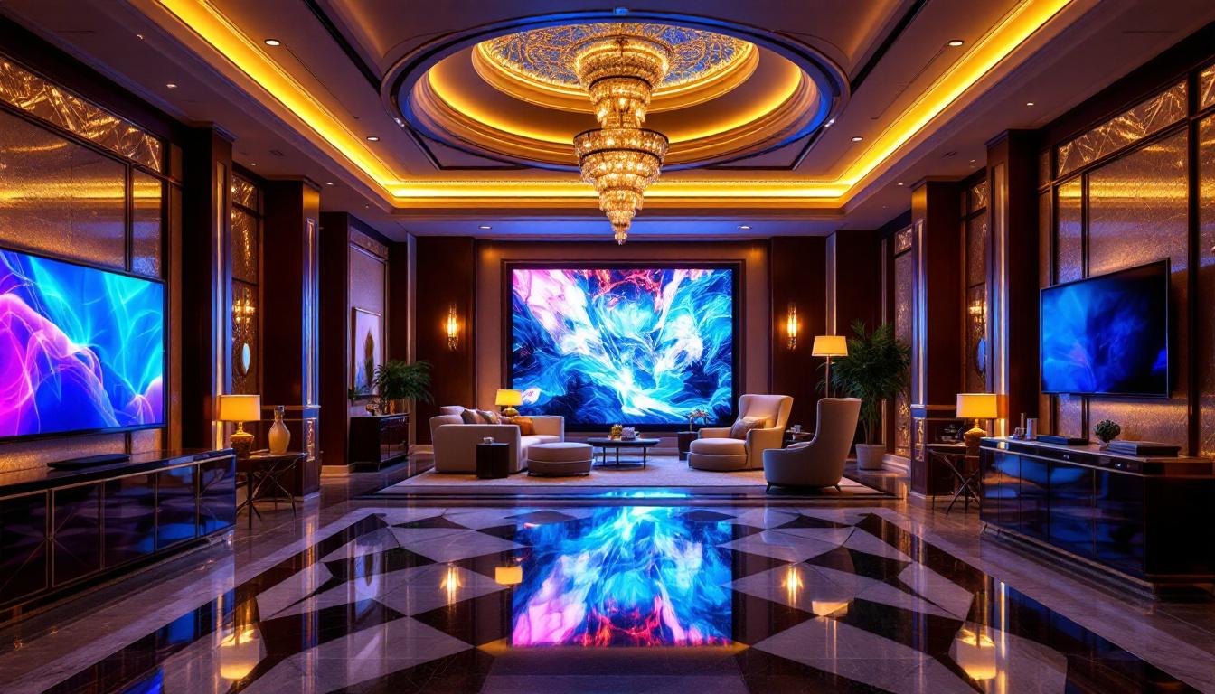 A photograph of capture a photograph of the expansive interior of the biggest hotel room in las vegas