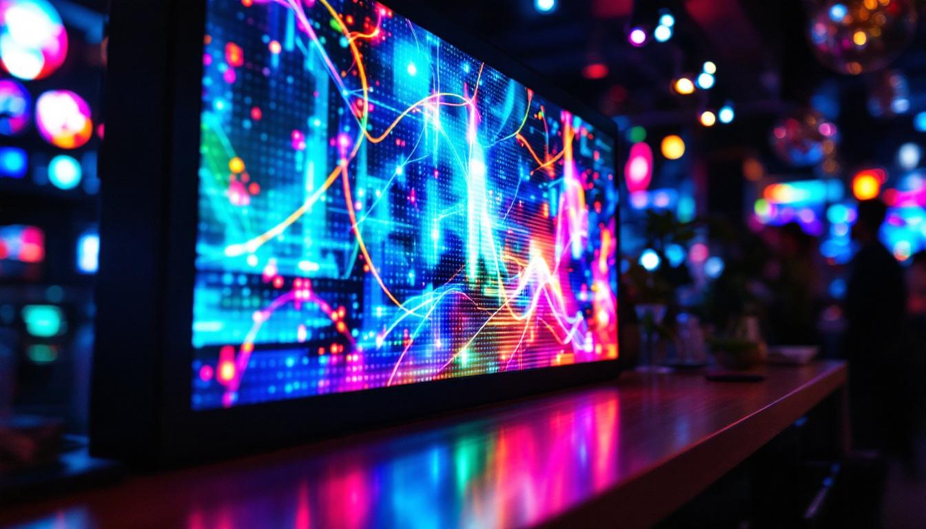 A photograph of capture a photograph of a vibrant led display in action