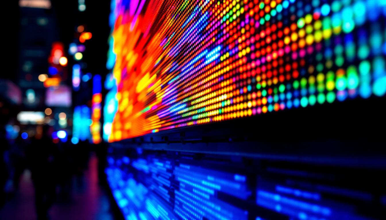 A photograph of a vibrant led display in action