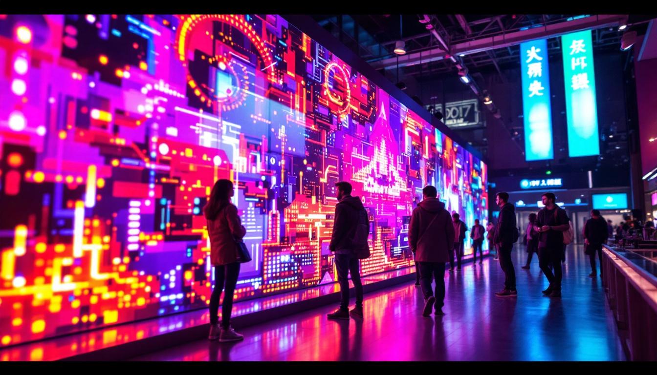 A photograph of a vibrant led display in use