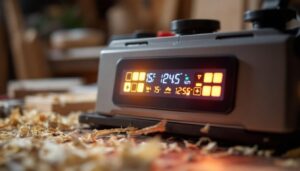 A photograph of a close-up shot of a 15-inch planer with its led display prominently visible