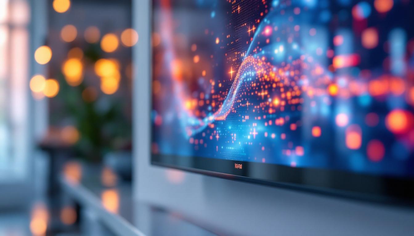A photograph of a sleek lcd side panel displaying vibrant led graphics