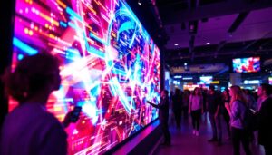 A photograph of capture a photograph of a vibrant led display in action