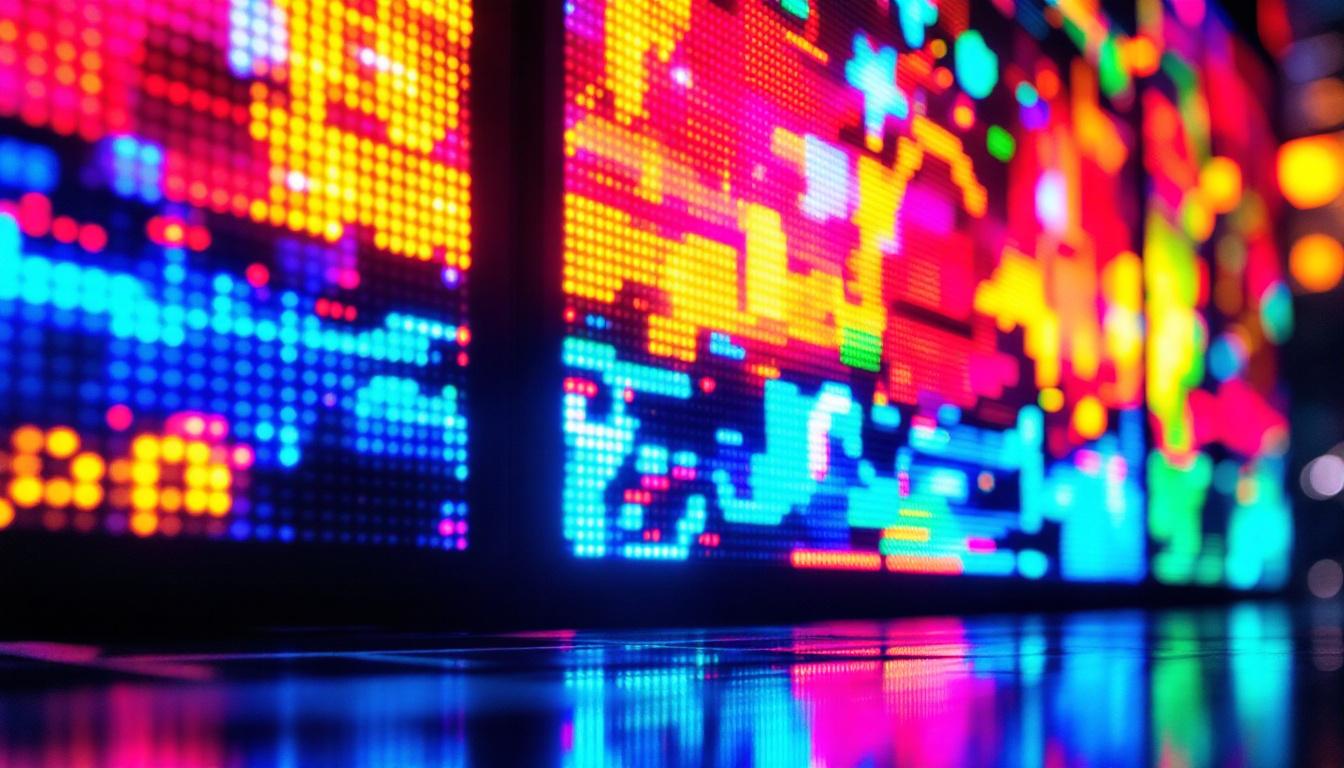 A photograph of a vibrant led display in action