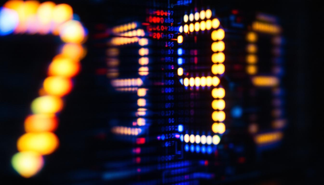 A photograph of capture a photograph of a vibrant 7-segment led display in action