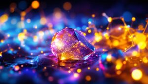 A photograph of a visually striking led display that creatively illustrates the concept of lattice energy