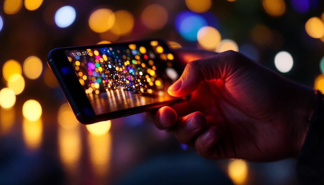 A photograph of a close-up shot of a photographer using the photo clarity app on a smartphone or tablet