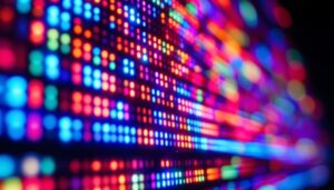 A photograph of a vibrant led display in action