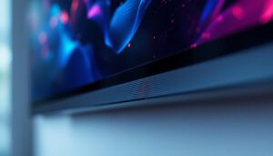 A photograph of capture a photograph of a modern led display with a close-up focus on the screen bezel