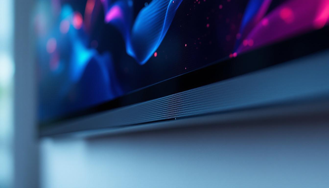 A photograph of capture a photograph of a modern led display with a close-up focus on the screen bezel