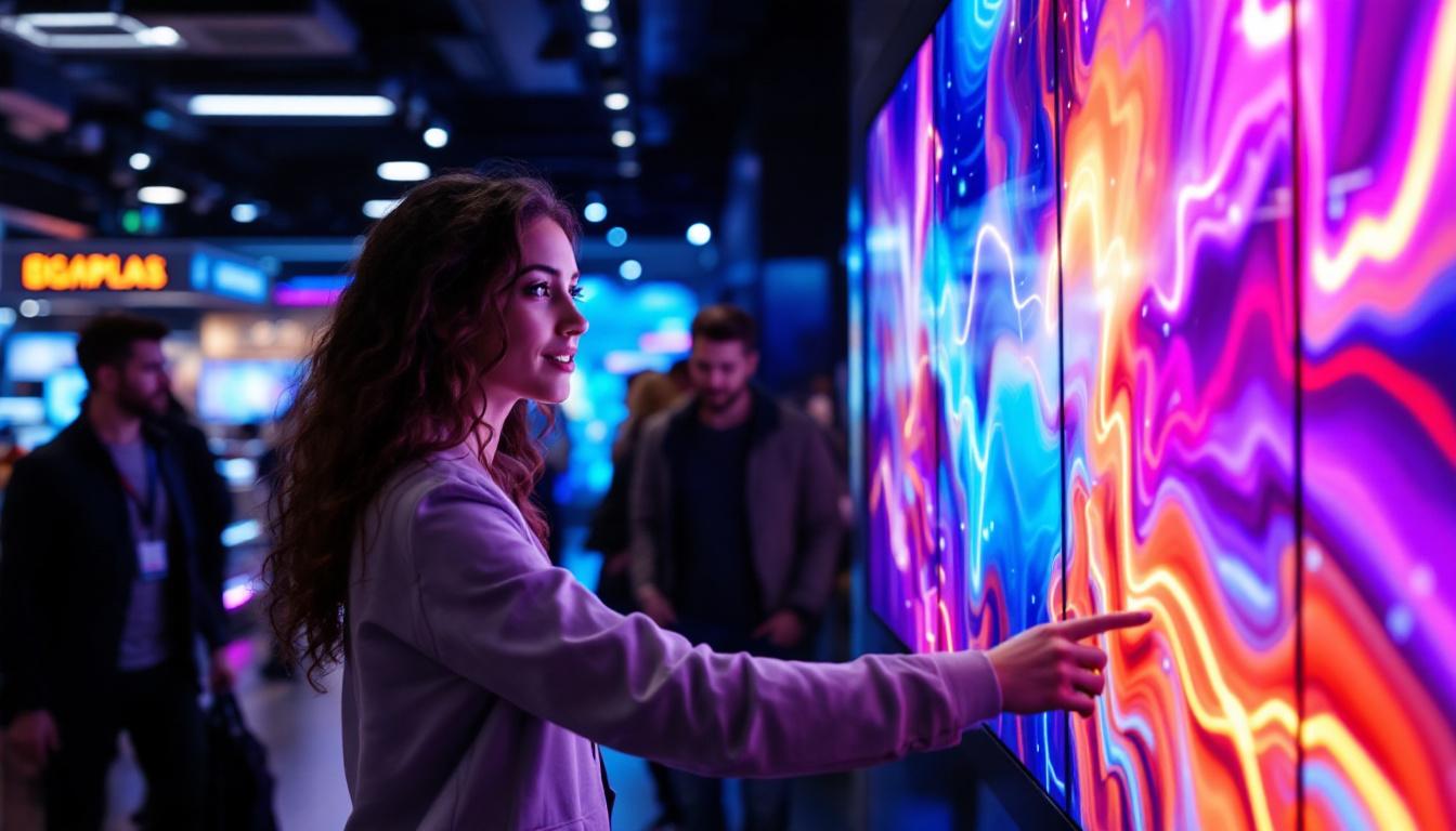 A photograph of a vibrant led display in a retail environment