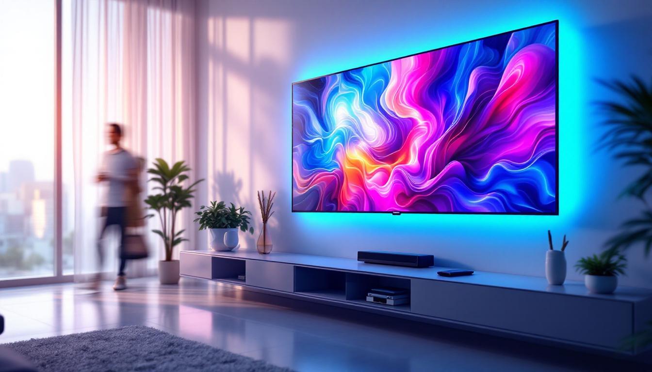 A photograph of a sleek hdmi wall matrix setup in a modern interior