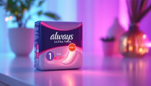 A photograph of a close-up shot of the always ultra thin size 1 packaging with the led display illuminated