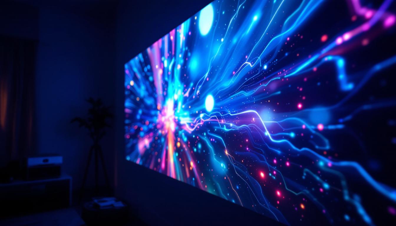 A photograph of a vibrant led projector in action