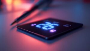 A photograph of a close-up view of a surface mount access panel with an led display