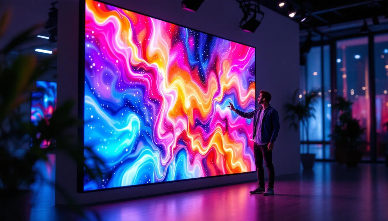 A photograph of a vibrant led display in a modern setting