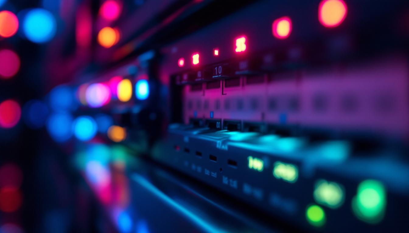 A photograph of a close-up shot of a taa compliant network switch featuring its led display